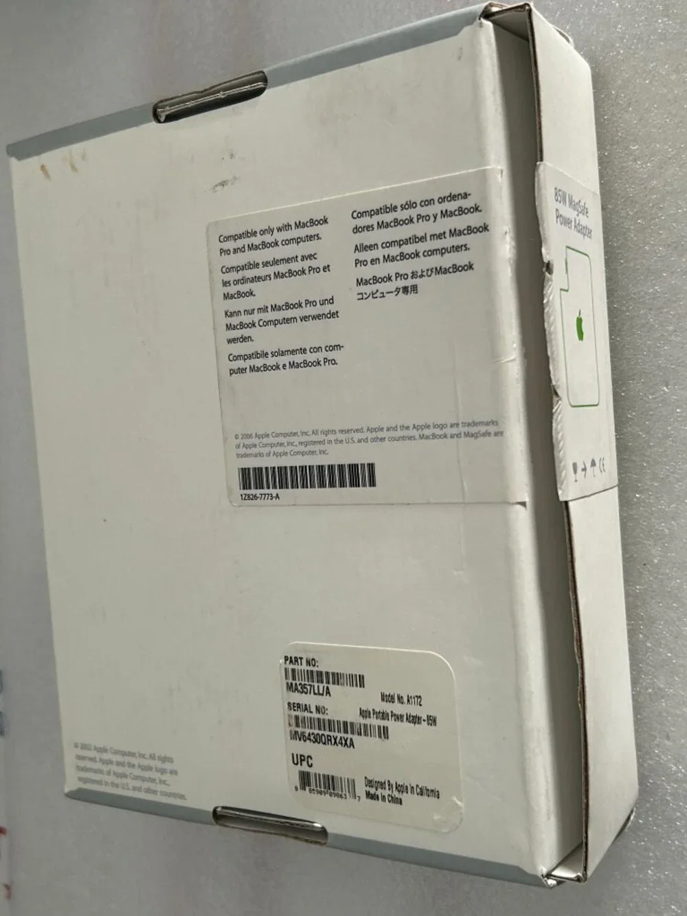 Genuine APPLE MA357LL-A 85W MagSafe Power Adapter Open-Box NEW